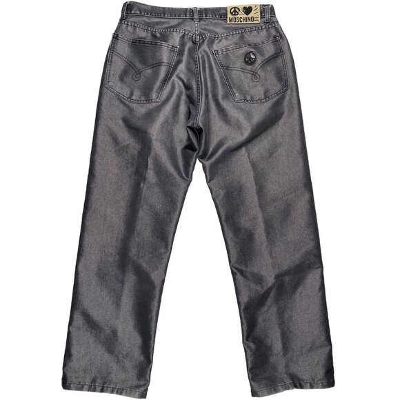 Vintage Moschino Lightweight Straight Leg Shining Jeans Gray men's size 33x28 - Picture 2 of 10